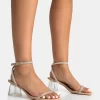 Joselyn Wide Fit Nude Pu Diamante Barely There Perspex Mid Heels