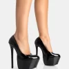 Stargaze Black Patent Extreme Court Stiletto Heels