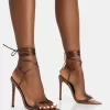 Merlot Metallic Chocolate Lace Up Wrap Around Pointed Toe Stiletto Heel