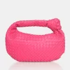The Blame Hot Pink Woven PU Knot Detail Mini Grab Bag