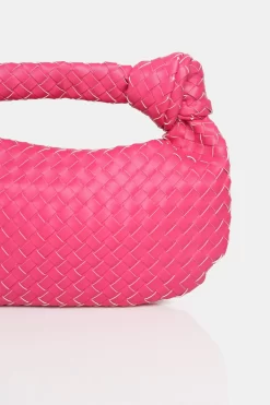 The Blame Hot Pink Woven PU Knot Detail Mini Grab Bag -Chic Step Shop 771A5636 scaled