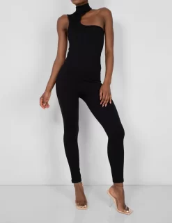Seamless Asymmetric Neck Jumpsuit Unitard Black 6 Seamless Asymmetric Neck Jumpsuit Unitard Black -Chic Step Shop 771A5640 scaled