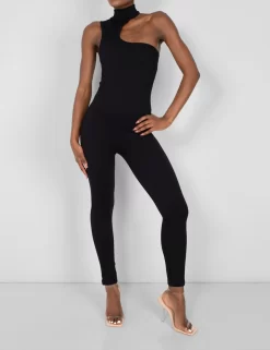 Seamless Asymmetric Neck Jumpsuit Unitard Black 7 Seamless Asymmetric Neck Jumpsuit Unitard Black -Chic Step Shop 771A5653 scaled