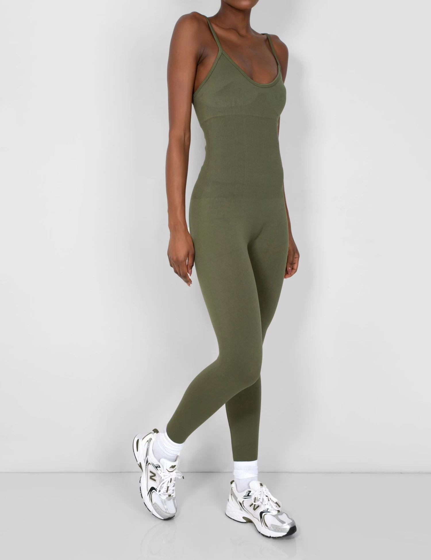 Seamless Unitard Jumpsuit Khaki 2 Seamless Unitard Jumpsuit Khaki - Image 2