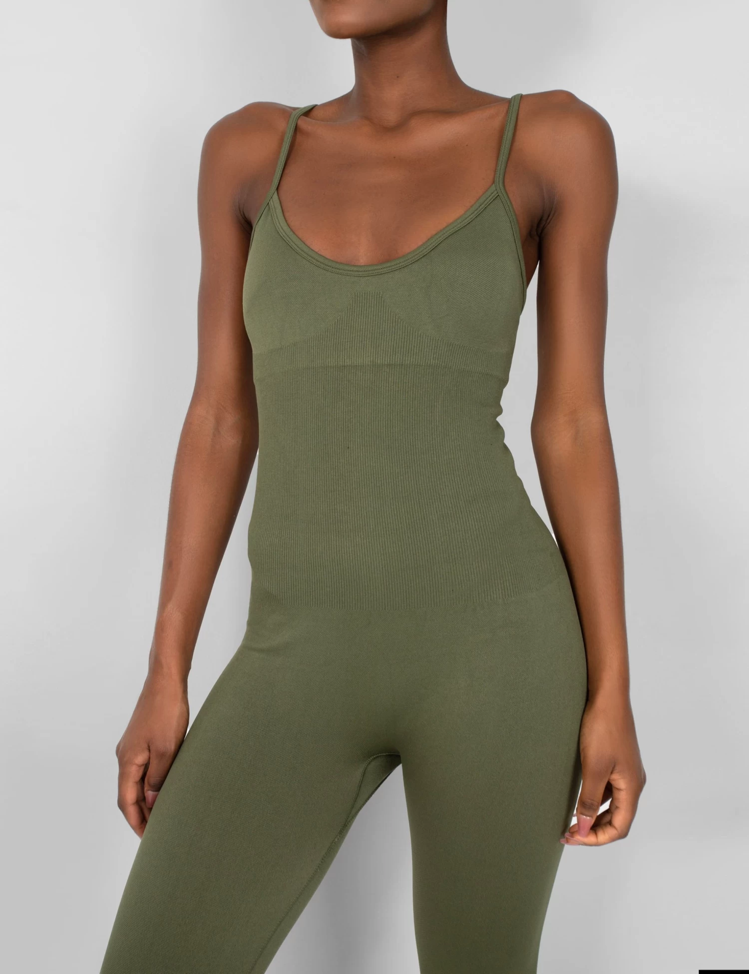 Seamless Unitard Jumpsuit Khaki 5 Seamless Unitard Jumpsuit Khaki - Image 5