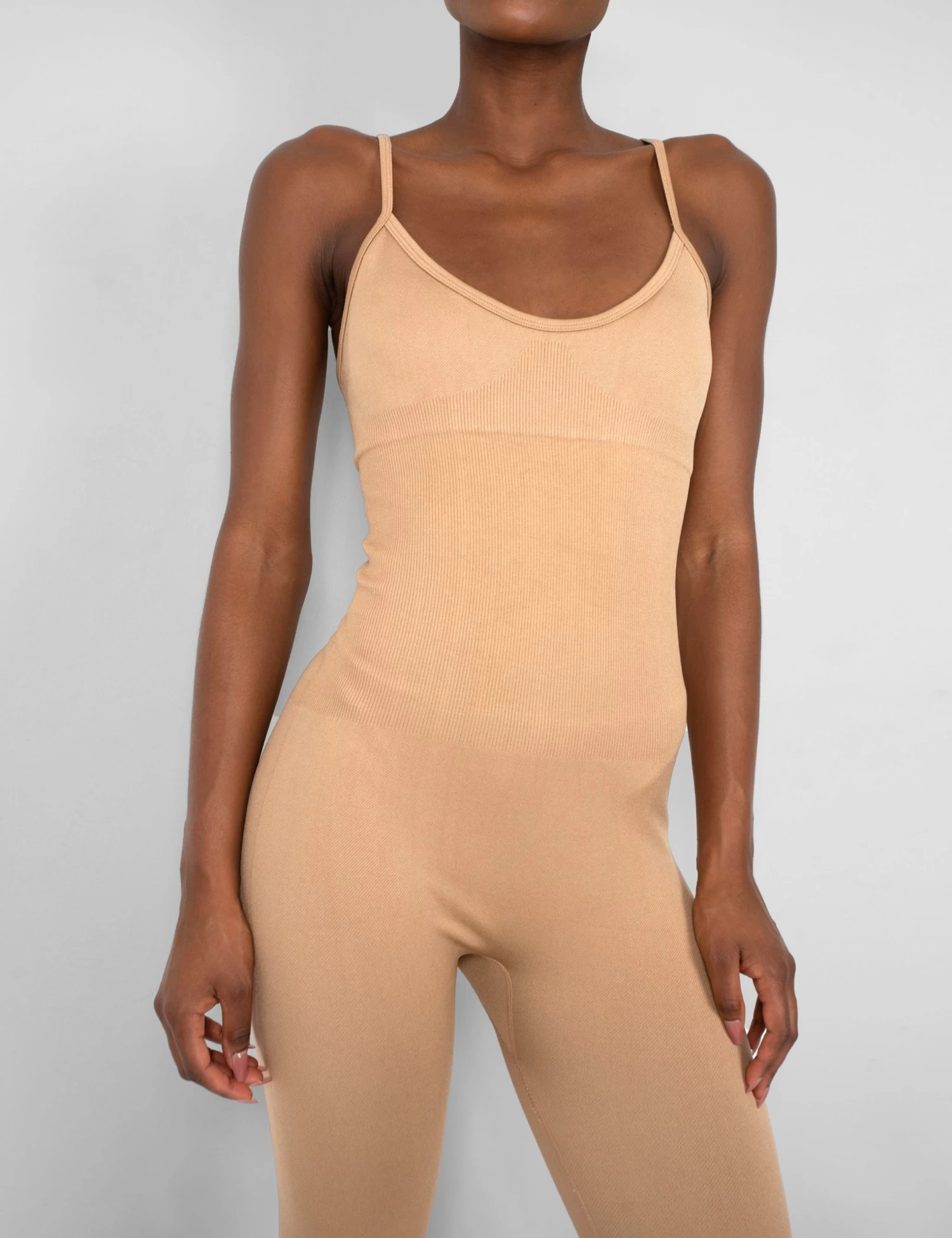 Seamless Unitard Jumpsuit Camel 4 Seamless Unitard Jumpsuit Camel - Image 4