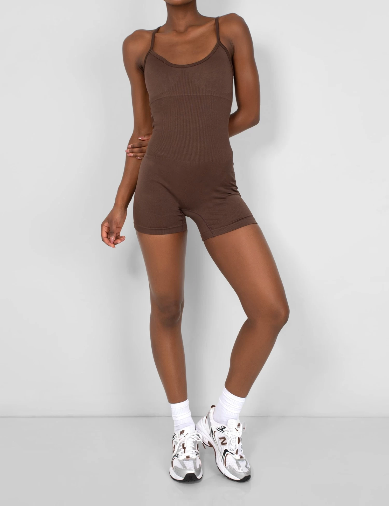 Seamless Unitard Playsuit Brown 1 Seamless Unitard Playsuit Brown