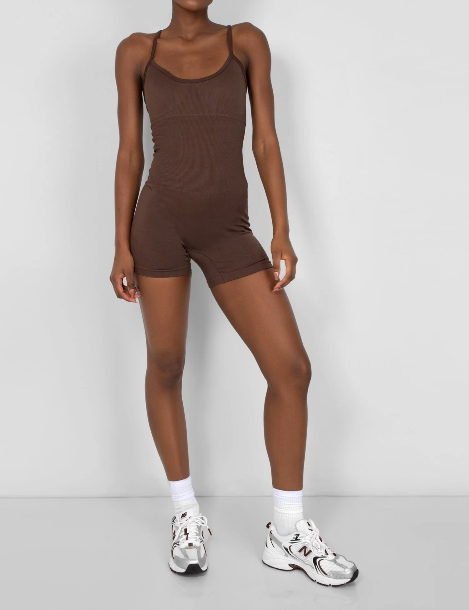 Seamless Unitard Playsuit Brown 4 Seamless Unitard Playsuit Brown - Image 4