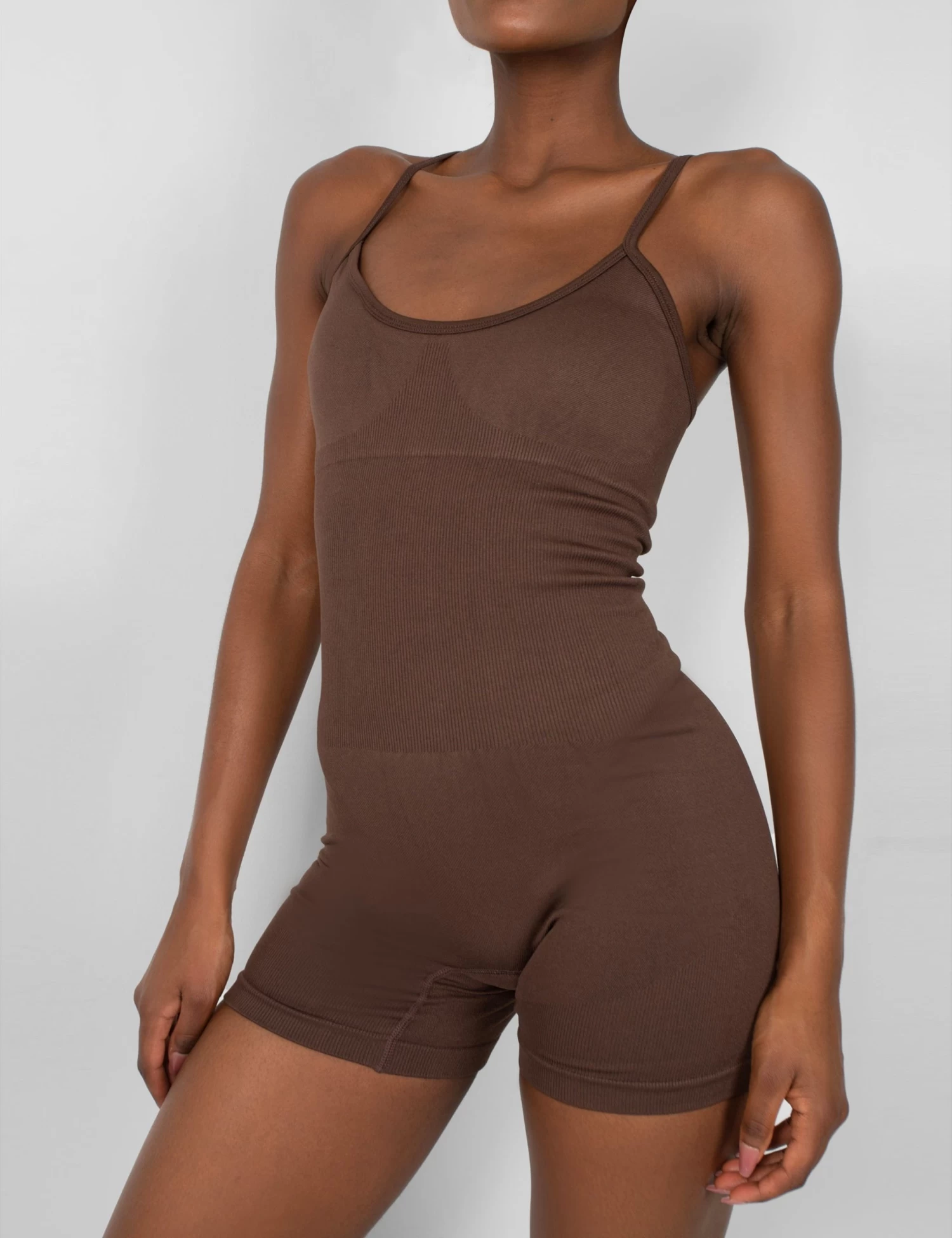 Seamless Unitard Playsuit Brown 2 Seamless Unitard Playsuit Brown - Image 2