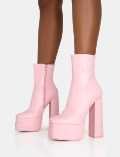 Supine Baby Pink PU Chunky Heeled Platform Ankle Boots 6 Supine Baby Pink PU Chunky Heeled Platform Ankle Boots -Chic Step Shop 771A5987 scaled