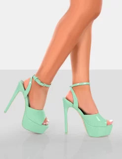 Just Kidding Mint Patent Platform High Heels -Chic Step Shop 771A6325