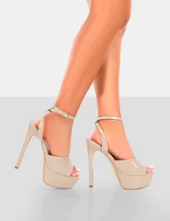 Just Kidding Nude Patent Platform High Heels -Chic Step Shop 771A6333copy