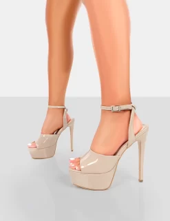 Just Kidding Nude Patent Platform High Heels -Chic Step Shop 771A6336