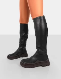 On Point Chocolate Black PU Chunky Sole Knee High Boots 6 On Point Chocolate Black PU Chunky Sole Knee High Boots -Chic Step Shop 771A6340