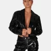 Cropped Croc Vinyl Blazer
