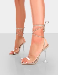 Bly Nude Patent Clear Perspex Cake Stand Lace Up Square Toe Heels -Chic Step Shop 771A6879copycopy