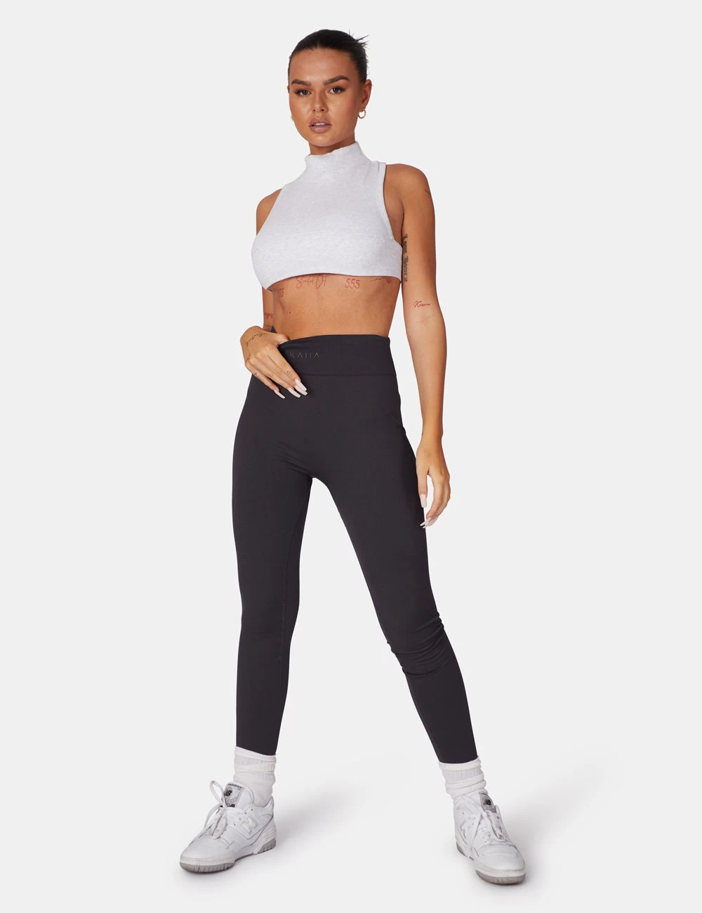 Kaiia Premium Rib Seamless Leggings Dark Grey 1 Kaiia Premium Rib Seamless Leggings Dark Grey