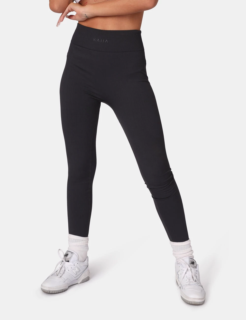 Kaiia Premium Rib Seamless Leggings Dark Grey 2 Kaiia Premium Rib Seamless Leggings Dark Grey - Image 2