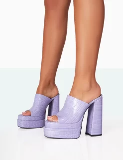 Skyhigh Neon Purple Croc Chunky Platform High Heeled Mules 7 Skyhigh Neon Purple Croc Chunky Platform High Heeled Mules -Chic Step Shop 771A7008