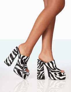 Skyhigh Zebra Grain Chunky Platform High Heeled Mules -Chic Step Shop 771A7009