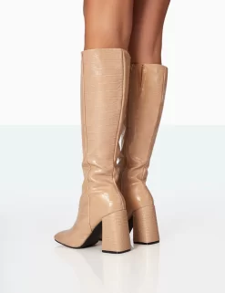 Apology Nude Patent Croc Knee High Block Heel Boots -Chic Step Shop 771A7028 141b3338 ba6e 4398 805a 487e9e179972