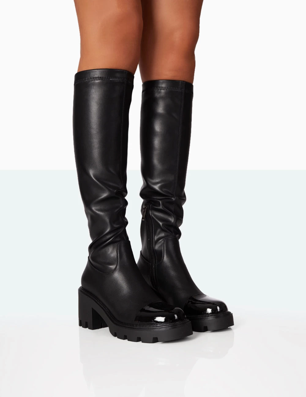 Fletch Black Pu Chunky Sole Over The Knee Boot 1 Fletch Black Pu Chunky Sole Over The Knee Boot