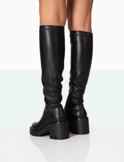 Fletch Black Pu Chunky Sole Over The Knee Boot 7 Fletch Black Pu Chunky Sole Over The Knee Boot -Chic Step Shop 771A7050