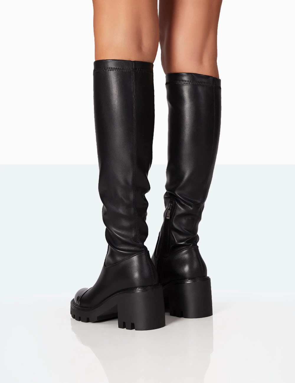 Fletch Black Pu Chunky Sole Over The Knee Boot 4 Fletch Black Pu Chunky Sole Over The Knee Boot - Image 4