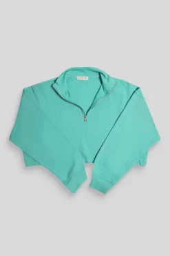 Half Zip Crop Sweatshirt Peppermint -Chic Step Shop 771A7147 scaled