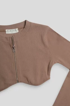 Zip Through Underbust Ribbed Top Sand 10 Zip Through Underbust Ribbed Top Sand -Chic Step Shop 771A7384 scaled