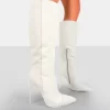 Horizon Linen Ecru Stiletto Knee High Boots