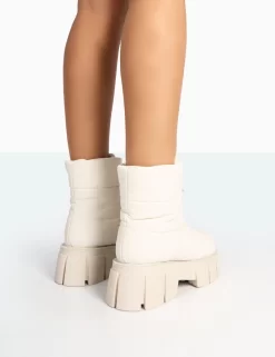 Puffy Ecru Nylon Zip Up Chunky Sole Snow Ankle Boots 7 Puffy Ecru Nylon Zip Up Chunky Sole Snow Ankle Boots -Chic Step Shop 771A7837