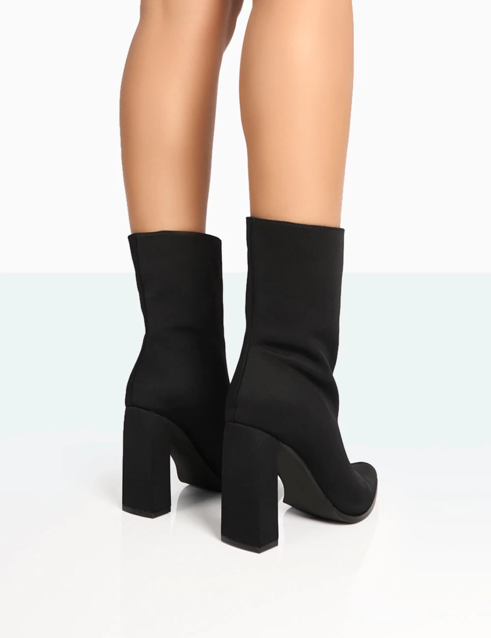 Bridget Black Nylon Pointed Toe Block Heeled Ankle Boots 3 Bridget Black Nylon Pointed Toe Block Heeled Ankle Boots - Image 3