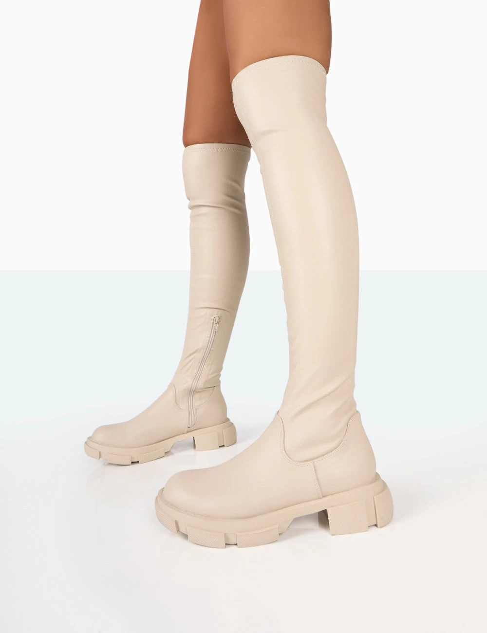 Junya Bone Pu Over The Knee Chunky Sole Boots 3 Junya Bone Pu Over The Knee Chunky Sole Boots - Image 3