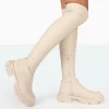 Junya Bone Pu Over The Knee Chunky Sole Boots
