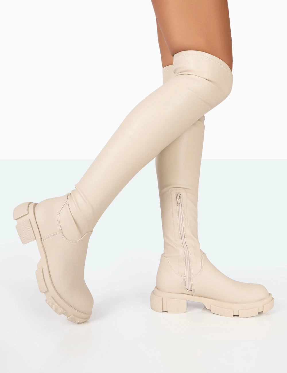 Junya Bone Pu Over The Knee Chunky Sole Boots 1 Junya Bone Pu Over The Knee Chunky Sole Boots