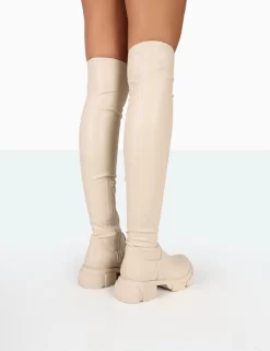 Junya Bone Pu Over The Knee Chunky Sole Boots 8 Junya Bone Pu Over The Knee Chunky Sole Boots -Chic Step Shop 771A7994