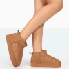 Shorty Tan Faux Suede Ultra Mini Chunky Ankle Boots