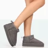 Shorty Grey Faux Suede Ultra Mini Chunky Ankle Boots