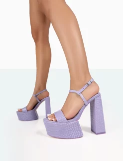 Jesse Purple Croc Platform Block High Heels -Chic Step Shop 771A8216