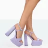Jesse Purple Croc Platform Block High Heels