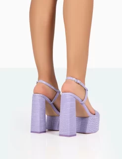 Jesse Purple Croc Platform Block High Heels -Chic Step Shop 771A8219