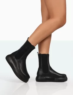 Pisa Black Pu Chunky Rubber Sole Chelsea Boots 5 Pisa Black Pu Chunky Rubber Sole Chelsea Boots -Chic Step Shop 771A8231