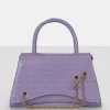 The Trista Lilac Croc Arched Mini Handbag