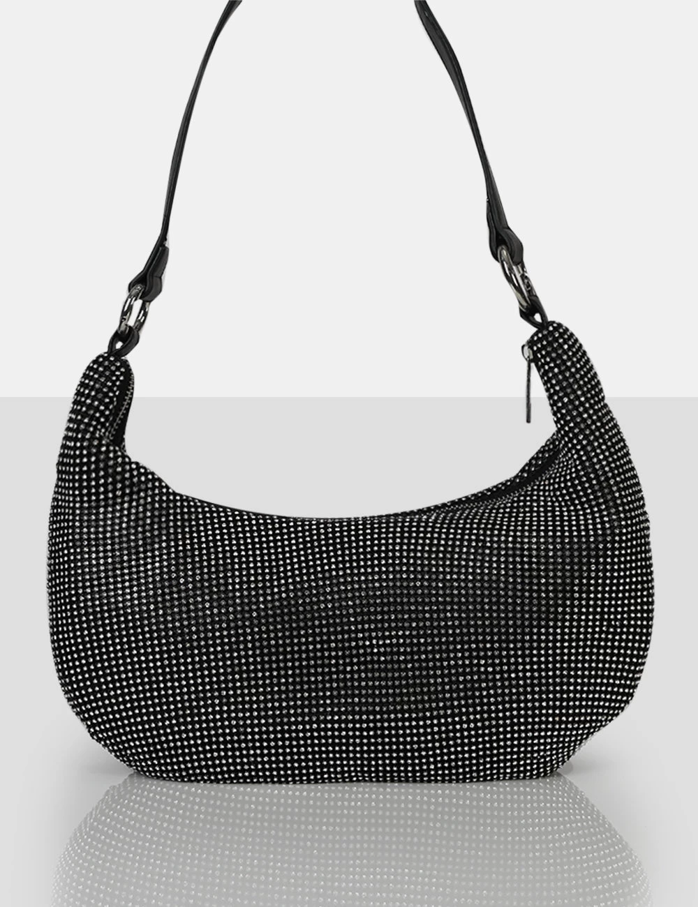 The Cordelia Black Diamante Zip Up Shoulder Bag 1 The Cordelia Black Diamante Zip Up Shoulder Bag