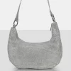 The Cordelia Silver Diamante Zip Up Shoulder Bag