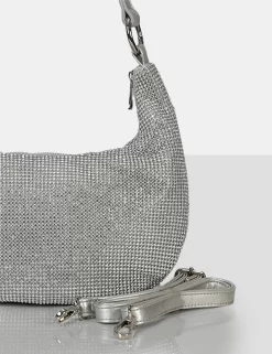 The Cordelia Silver Diamante Zip Up Shoulder Bag 5 The Cordelia Silver Diamante Zip Up Shoulder Bag -Chic Step Shop 771A8545