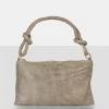 The Ingrid Gold Diamante Zip Up Knot Detail Mini Shoulder Bag