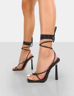 Lacey Wide Fit Black Patent Square Toe Strappy Lace Up Stiletto Heels -Chic Step Shop 771A9161 50a51d5d 95fd 4984 b8c2 8f94ecbcd00c