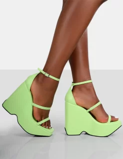 Duke Green Lime Strappy Square Toe Platform Wedge High Heels 7 Duke Green Lime Strappy Square Toe Platform Wedge High Heels -Chic Step Shop 771A9222